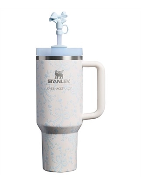 LoveShackFancy Quencher H2.0 FlowState 40oz Tumbler Coquette Bow Winter Ice Blue - coquette bow winter ice - 1.2L