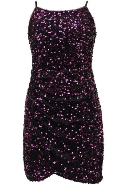 Zunie Kids Ruched Sequin Velvet Party Dress