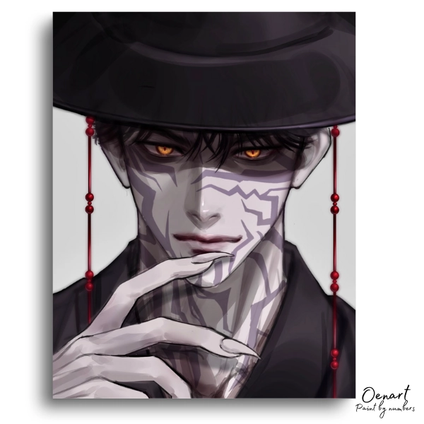 Mystic Shadow Portrait Intense Gaze Striking Patterns - Anime Paint By Numbers Kit