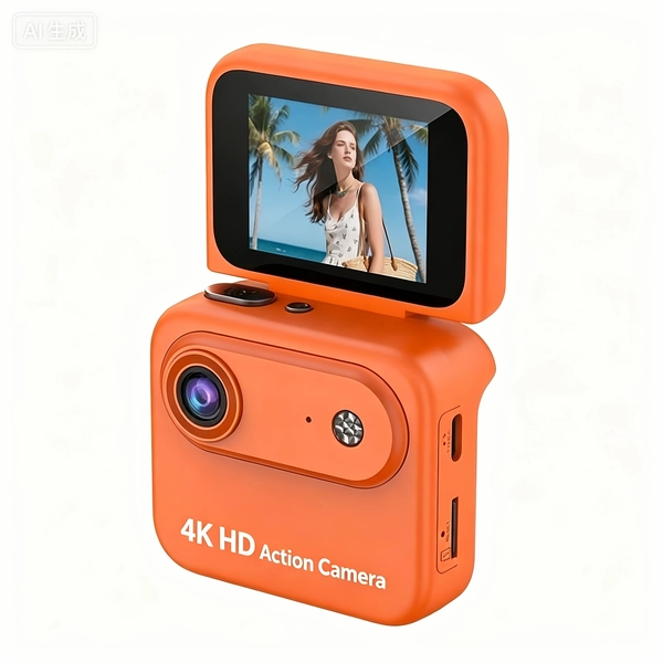 4K HD Flip Screen Thumb Camera Action Camera | Outdoor Recording, VLOG Cycling Camcorder, Anti Shake Flip Screen Panoramic Travel Shooting, Large Wide-angle First Person View Recording Camera, USB Charging, Lightweight Sports Camera