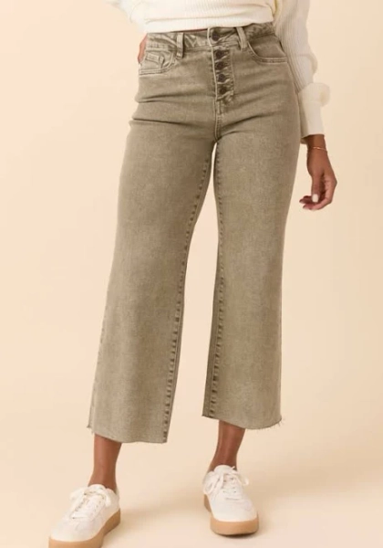 Pink Lily Malia Martini High Rise Wide Leg Jeans
