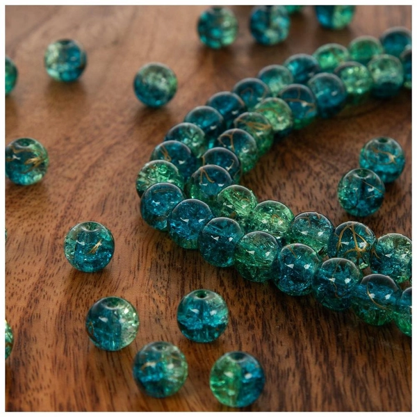 Two-Tone Cracked Coated Glass Bead Strands