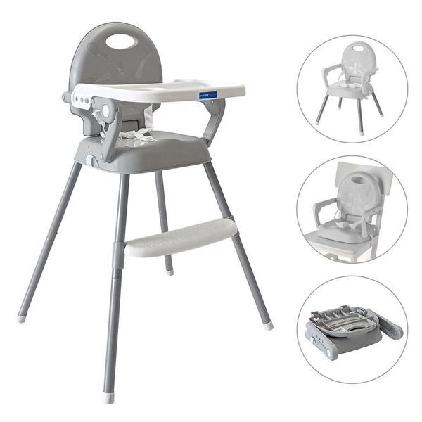 Silla comedor bebe 3en1 Happy Baby CP7000 Gris