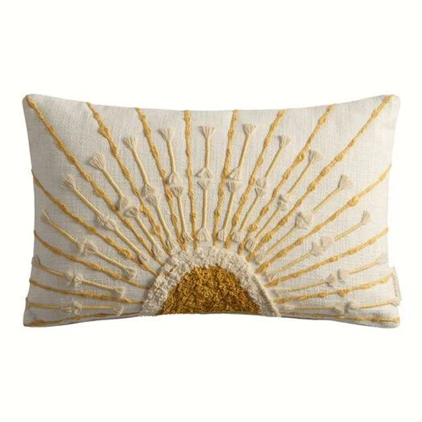 World Market Tufted Embellished Sunrise Lumbar Pillow