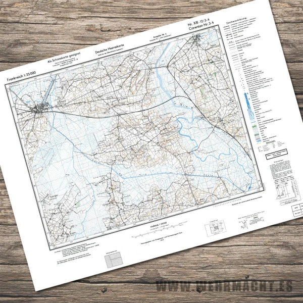 German Military Map -  Carentan 3-4 (1943)