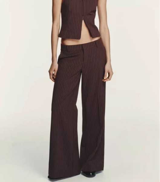 LOW-RISE PINSTRIPE TROUSERS