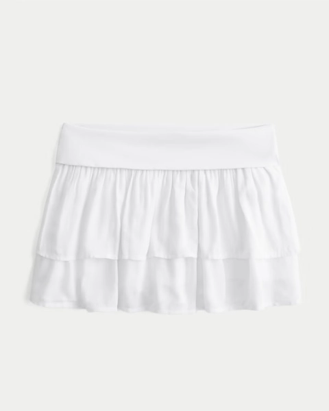 Foldover Waist Tiered Mini Skort