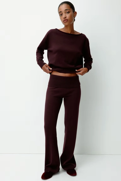 Pantalon de yoga en maille - Bordeaux