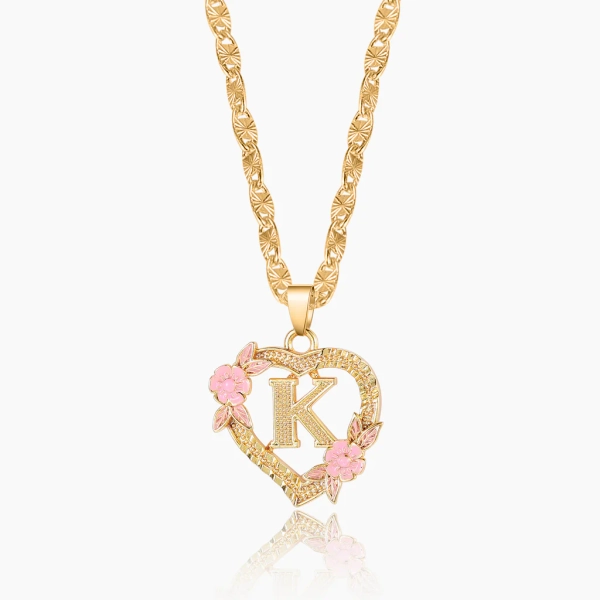 Flower Initial Necklace w/ Clip Chain