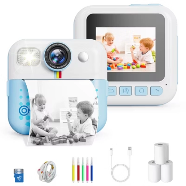 Contixo KC4 Kids Instant Print Camera, 2.4" Screen 1080P HD 16X Zoom MP3 & Games 32GB Card Digital Camera Toy For Boys Girls Age 3-10, Blue Dinosaur