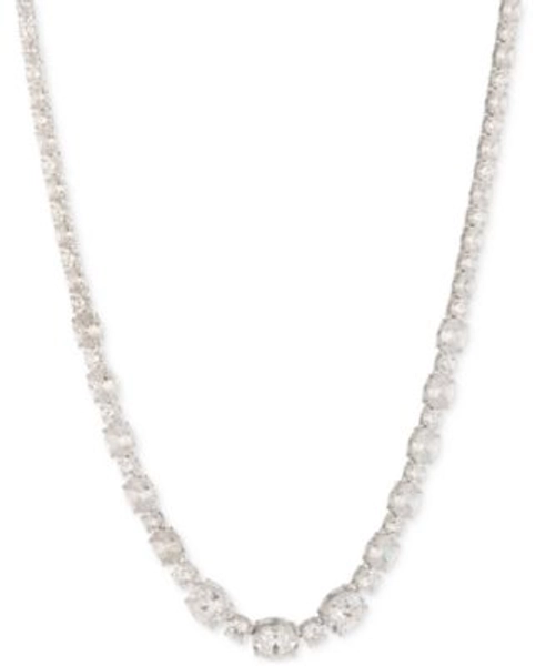 Silver-Tone Mixed-Cut Cubic Zirconia Tennis Necklace, 16" + 3" extender