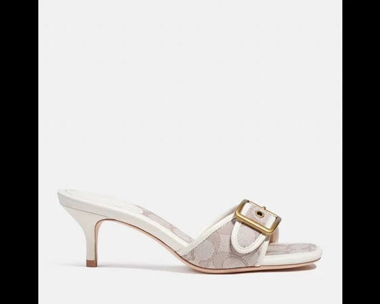 Coach Women's Margot Jacquard Kitten-Heel Slide Sandals