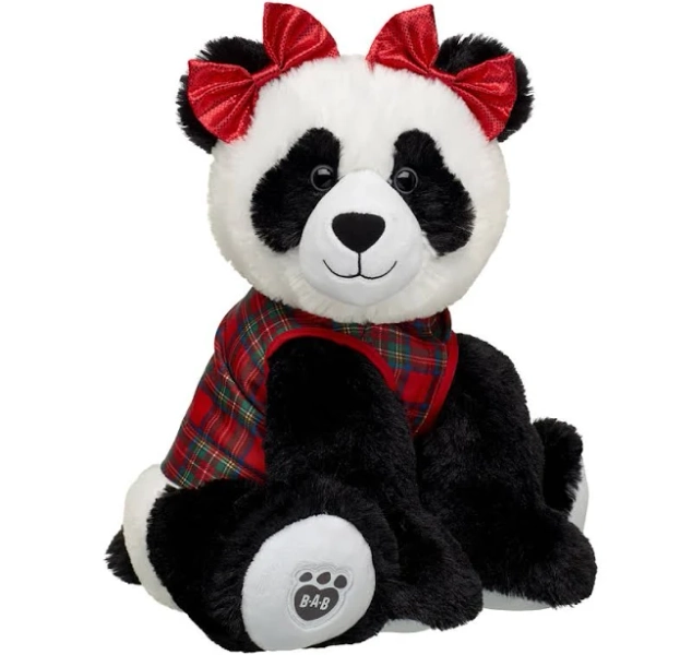 Build-A-Bear Panda Stuffed Animal Tartan Gift Set