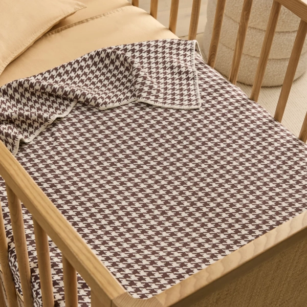Adairs Kids - Houndstooth Chocolate Baby Blanket | Adairs