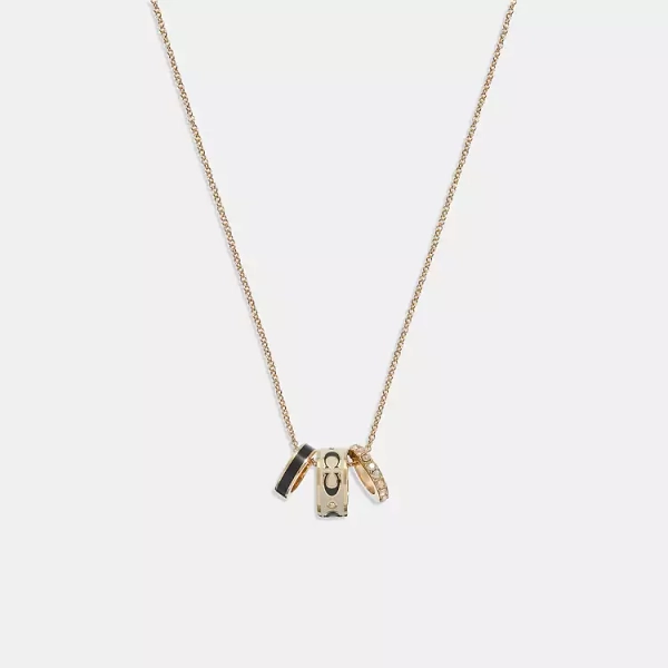 Gold/White Signature Enamel Rondell Necklace