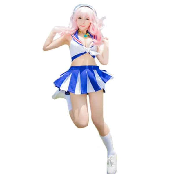 Super Sonico Cheerleader Cosplay Costume Custom Made - CosplayWare.com