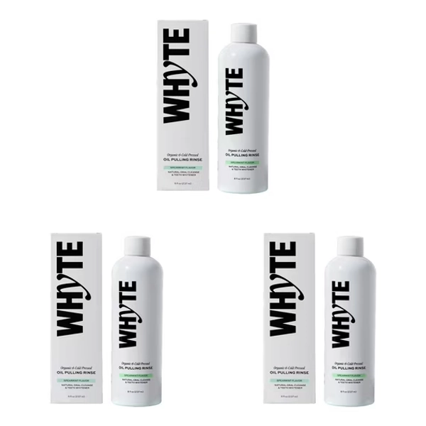 3PCS WHYTE Spearmint Oil Pulling Rinse with Organic Cold-Pressed Coconut Oil, Helps Maintain Gum Health & Freshens Breath - 8 fl oz Makeup Organizers