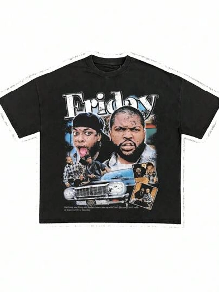 Friday Damn1995 Movie Unisex 90s Hiphop Rap Graphic Print Round Neck Casual Short Sleeve T-Shirt Tees Women Tops, Oversized Y2K Streetwear TeeEssential Unisex Jersey Tee - Timeless Slim Fit Streetwear Style