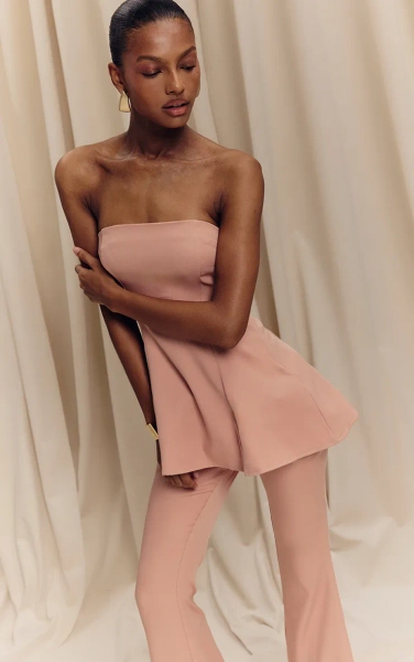 Peach Bandeau A-line Top Co-ord