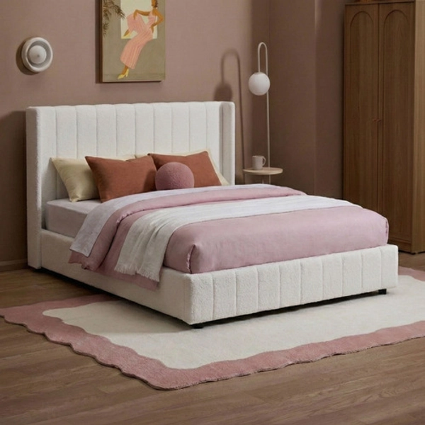 White Gabrielle Sherpa Gas Lift Storage Bed