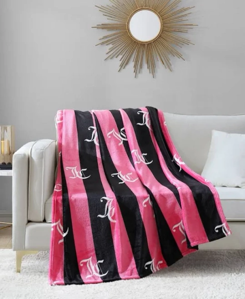 Juicy Couture Cabana Plush Striped Throw