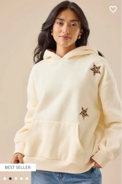 Leopard Star Stitched Hoodie