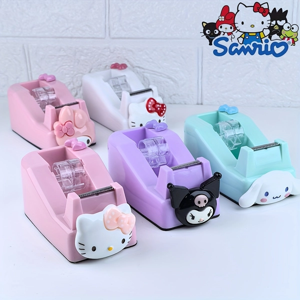 Candy Color Desktop Tape Base, Cute Cartoon Anti-Slip Tape Cutter Transparent Tape Holder Weighted ABS Material