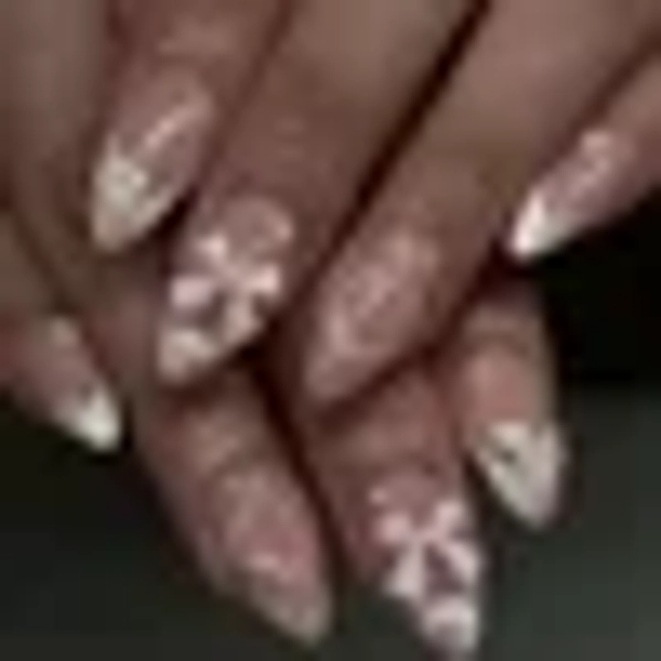 White French Tip Press on Nails Short Almond Fake Nails with Bow Pearl Flower Charm Designs Light Pink Full Cover Glue on Nails Press ons Cute Acrylic False Nails for Women Girls 24 Pcs