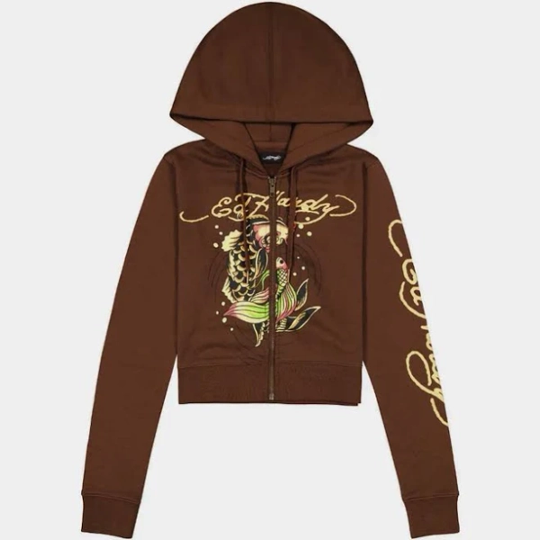 Ed Hardy Women's Koi Fish Full-Zip Fleece Hoodie