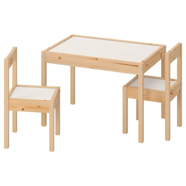LÄTT Children's table and 2 chairs - white/pine