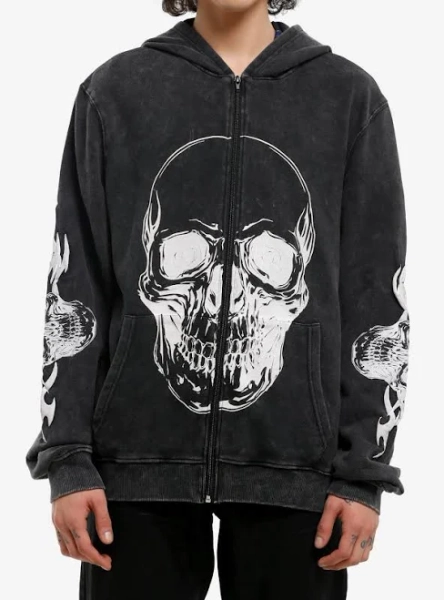 Cyber Skull Puff Print Hoodie