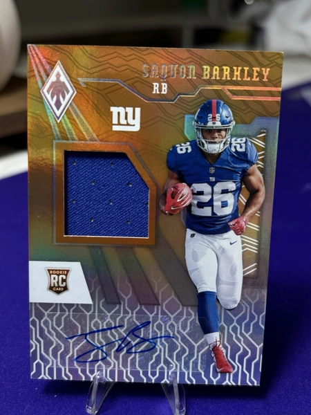2018 Panini Phoenix Rookie Auto Jersey Saquon Barkley Orange /75 RPA Game Worn
