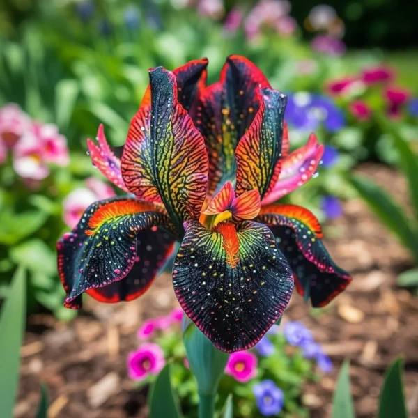 50 Firestorm Galaxy Bearded Iris Seeds – Rare Multicolor Starry Pattern Iris