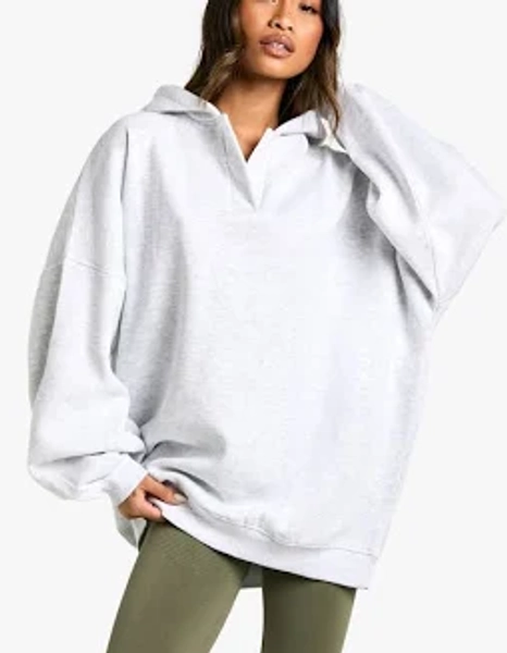 boohoo Women's Notch Neck Balloon Sleeve Oversized Hoodie