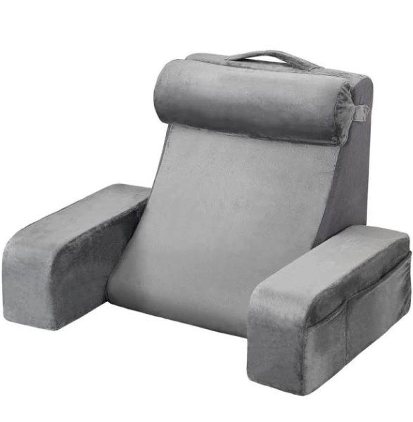 vevor Reading Pillow Backrest Support Pillow with Arm and 3 Pockets Large