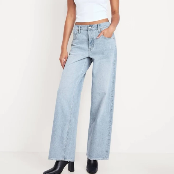 Old Navy Women's Mid-Rise Slouchy Wide-Leg Jeans
