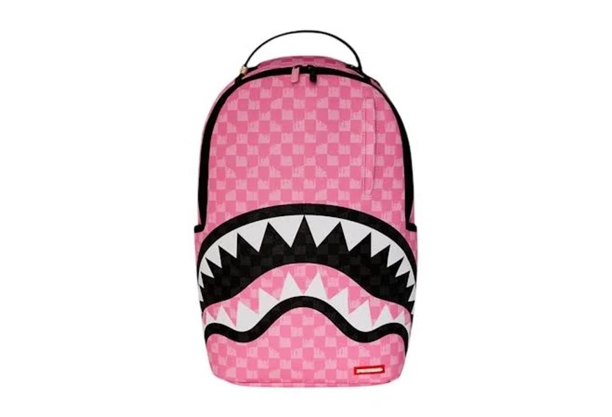 Sprayground Pink And Black Drip Check DLXSV Backpack
