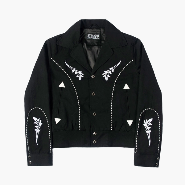 Leone - Black Embroidered Gabardine Jacket