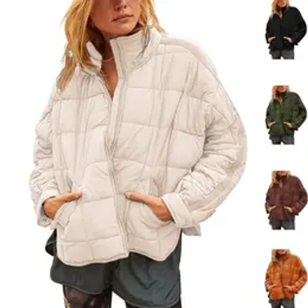 Tanming Women's Lightweight Quilted Puffer Jacket Long Sleeve Full Zip Casual Padded Coat  with Side Pockets TikTokShopBlackFriday