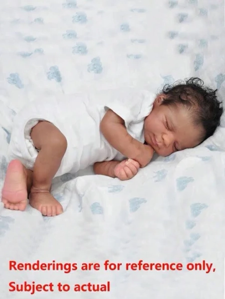 Black Skin Realistic 48 CM Soft Vinyl Asleep Cloth Body Reborn Baby Doll, 19 Inch Alive Newborn Bebe Cute Play House Birthday Gift For 3+ Children (