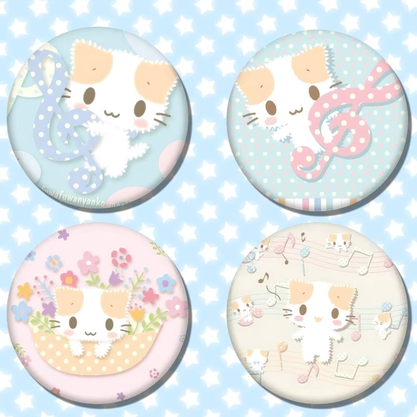 MINISO Kawaii Anime Sanrio Masyumaro CUTE Kitten Badges Anime Round Laser Badge Cartoon Brooch Clothes Backpack Accessories