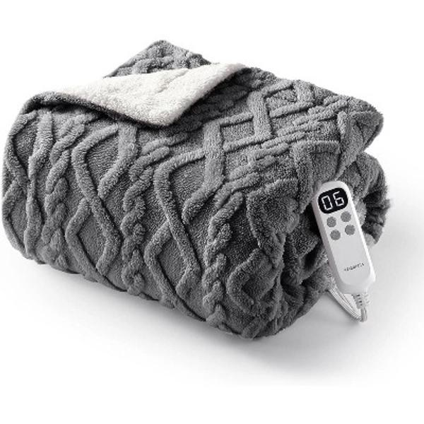 Acekool Wireless Heated Throw 50"x60" Gray, Fast Heating, 10 Settings, Soft Plush Blanket, Machine Washable : Target