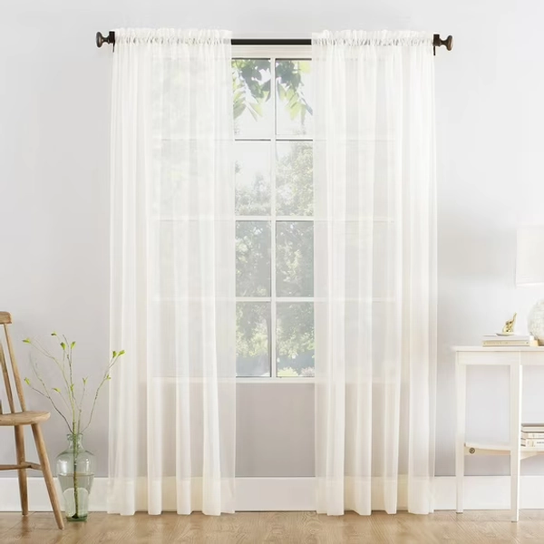 Mainstays 1-Piece Marjorie Solid Voile Sheer Indoor Rod Pocket Curtain Panel, 59”x95", Ivory