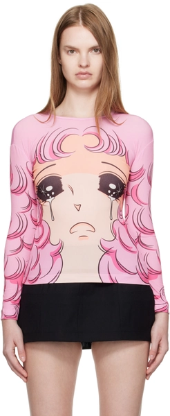 SSENSE Exclusive Pink Long Sleeve Crying Girl T-Shirt