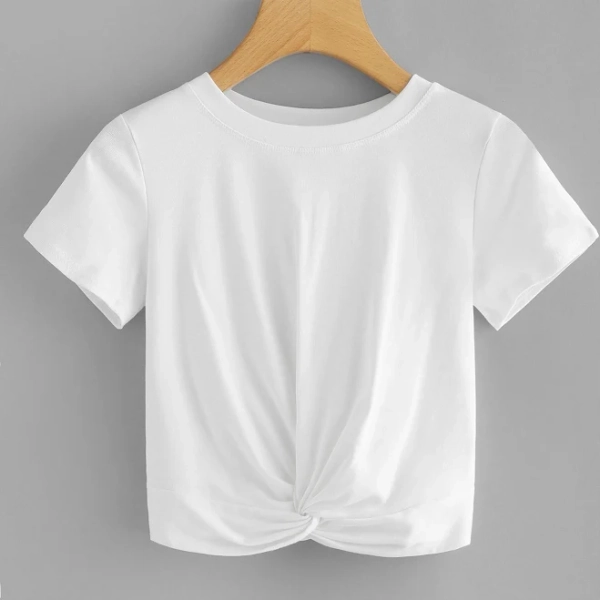 Romwe Twist Front Crop T-Shirt