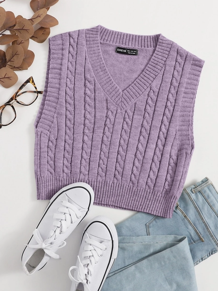 SHEIN Unity Cable Knit Sweater Vest