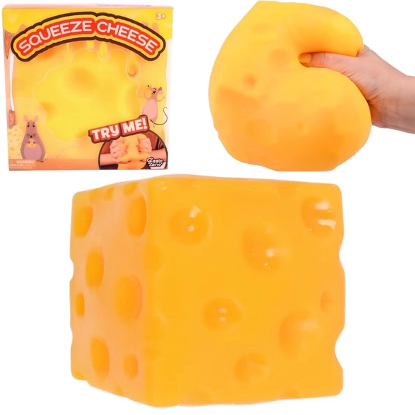 Squeezy Cheese Block - 4 Inch Extra Large Squishy Squeeze Cheese Block, 4 Inch Giant Stress Ball, Fidget Sensory Toy Gifts for Adult Kids