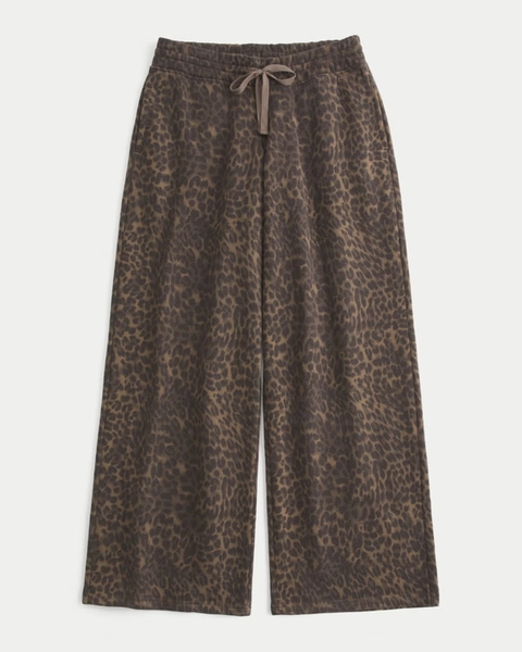 Low-Rise Leopard Print Baggy Sweatpants