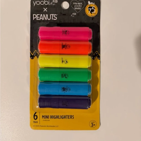 Yoobi Peanuts Highlighter Mini Snoopy Dance School Supplies