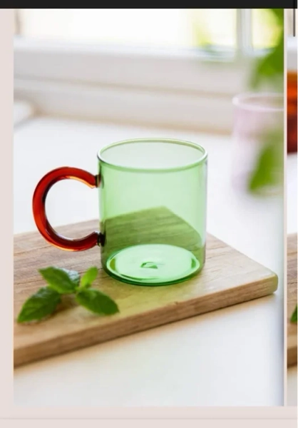 Green & Red Glass Mug